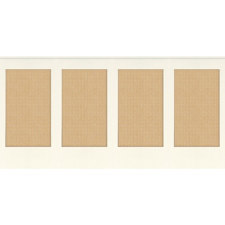 Papel pintado tipo zócalo Canework Base de Caselio con relieve que imita el trenzado de rejilla de caña o cannage tradicional.