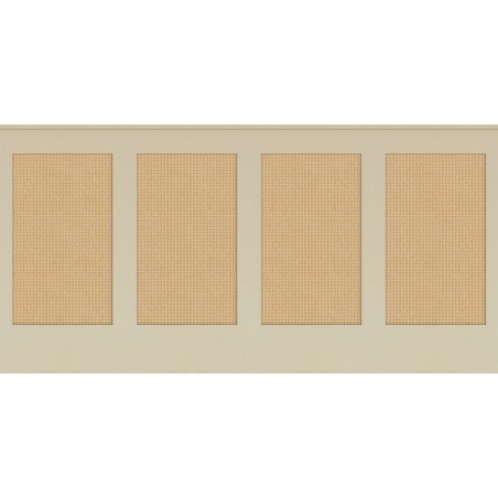 Papel pintado tipo zócalo Canework Base de Caselio con relieve que imita el trenzado de rejilla de caña o cannage tradicional.